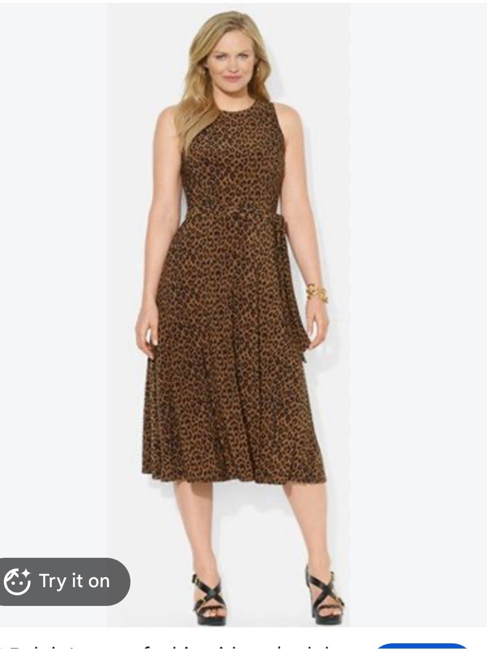 Lauren Ralph Lauren Brown and Black Leopard-Print Midi Dress
